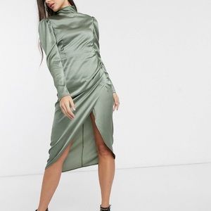 Like new tall high neck satin like dress